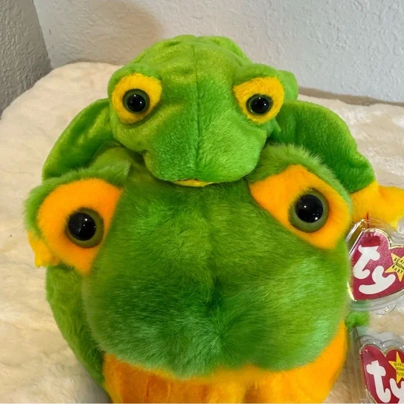 Ty Green and Yellow Frog Stuffed Animal - Picture 5 of 13